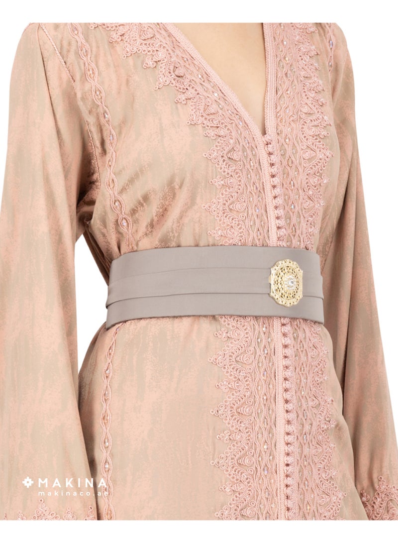 MAKINA A Royal Moroccan Kaftan Cotton Crepe, pink - Image 3