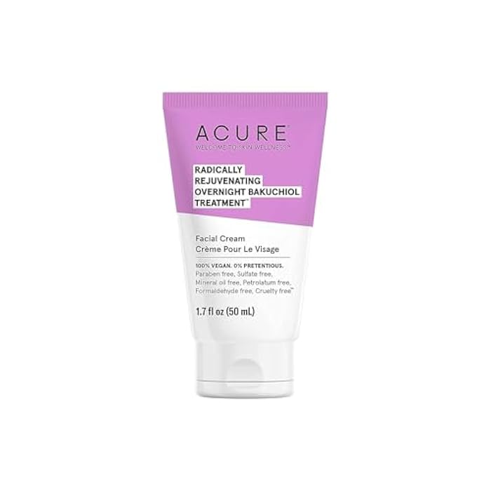 Acure Radically Rejuvenating Bakuchiol Facial Cream - Plant Squalane Retinol Alternative for Overnight Skin Treatment- Vegan Plant-Based Extract - Helps Reduce Appearance of Fine Lines, 1.7 fl oz - Image 1