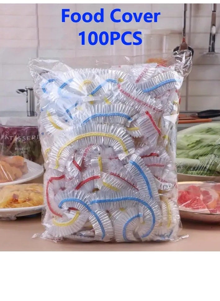 PAMEER - 100PCS Reusable Elastic Bowl Covers, Stretchable Food Storage Covers, Plastic Stretchable Adjustable Food Covers for Plates Food Organizers Fruits Vegetables Fridge containers Keep Food Fresh And Safe - Image 1