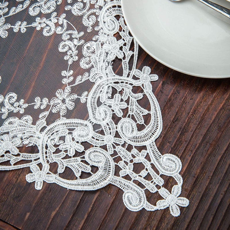 ARTABLE Rectangle Table Runner Lace Macrame Embroidered Table Runners with Exquisite Vintage Shabby Chic for Holiday Wedding Long Dinner Tables (White, 12 x 48 Inch) - Image 4