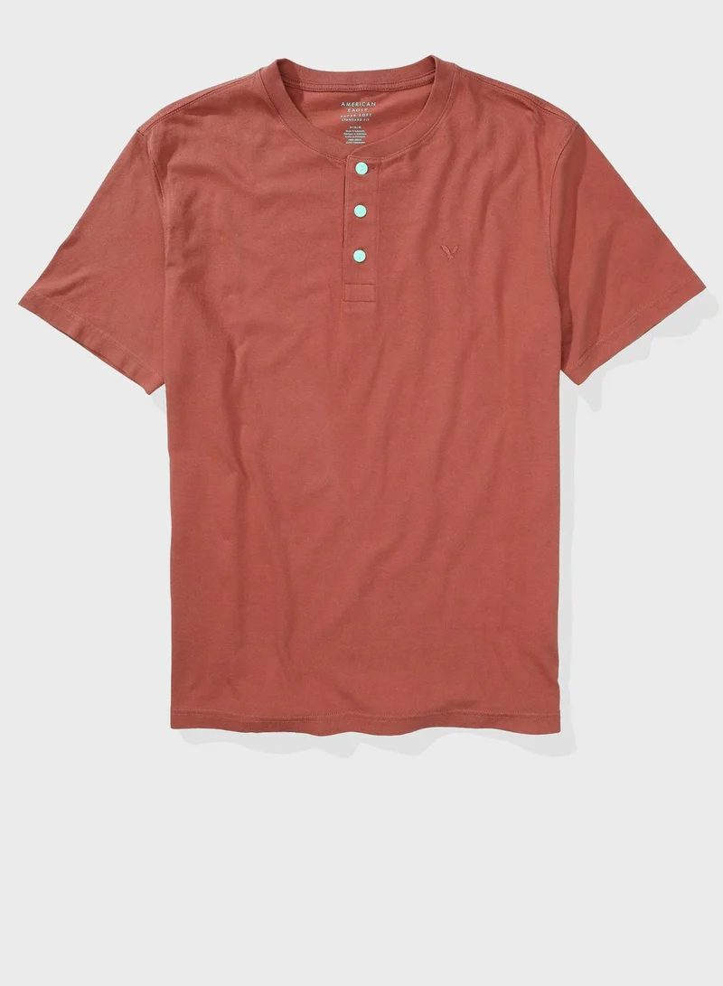 امريكان ايجل Logo Henley T-Shirt