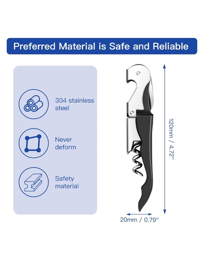 طقم فتاحة نبيذ مكون من قطعتين، فتاحة زجاجات ومفتاح فلين احترافية، مصنوعة من الفولاذ المقاوم للصدأ عالي الجودة، مثالية لخبراء النبيذ والنادلين، متينة وفعالة. - Image 2