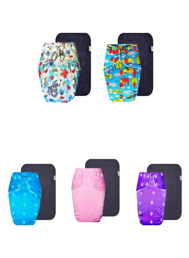 حفاضات قماشية فاخرة من دمبلدو مع حشوة رمادية (عبوة من 5) | مضادة للحساسية | تسمح بمرور الهواء | مناسبة للسفر | مثالية للأطفال الصغار | من 3 أشهر إلى 3 سنوات | للجنسين - Image 1