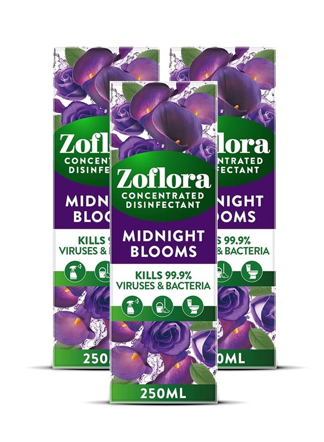 Zoflora Multi-Purpose Disinfectant Cleaner Concentrated Liquid - Midnight Blooms 3x250ml - Image 2