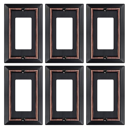 Dyekou Metal Wall Plate for Electrical Outlets Decorative Aged Bronze Switch Plates Outlet Cover Light Switch Cover Plate 1Gang Wall Plates Single Decoretor 6 Pack - Image 1