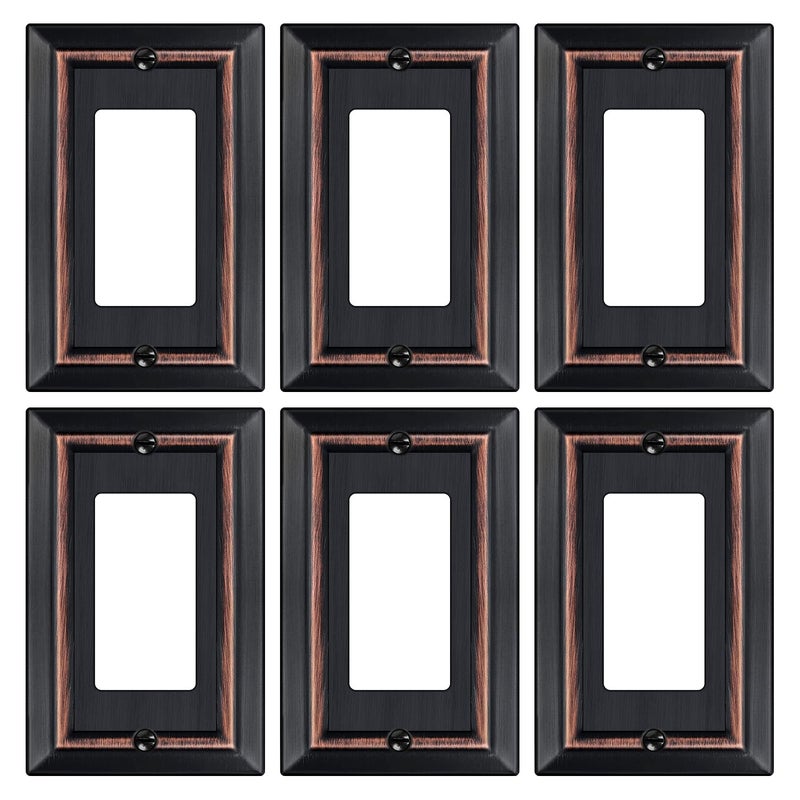 Dyekou Metal Wall Plate for Electrical Outlets Decorative Aged Bronze Switch Plates Outlet Cover Light Switch Cover Plate 1Gang Wall Plates Single Decoretor 6 Pack - Image 2