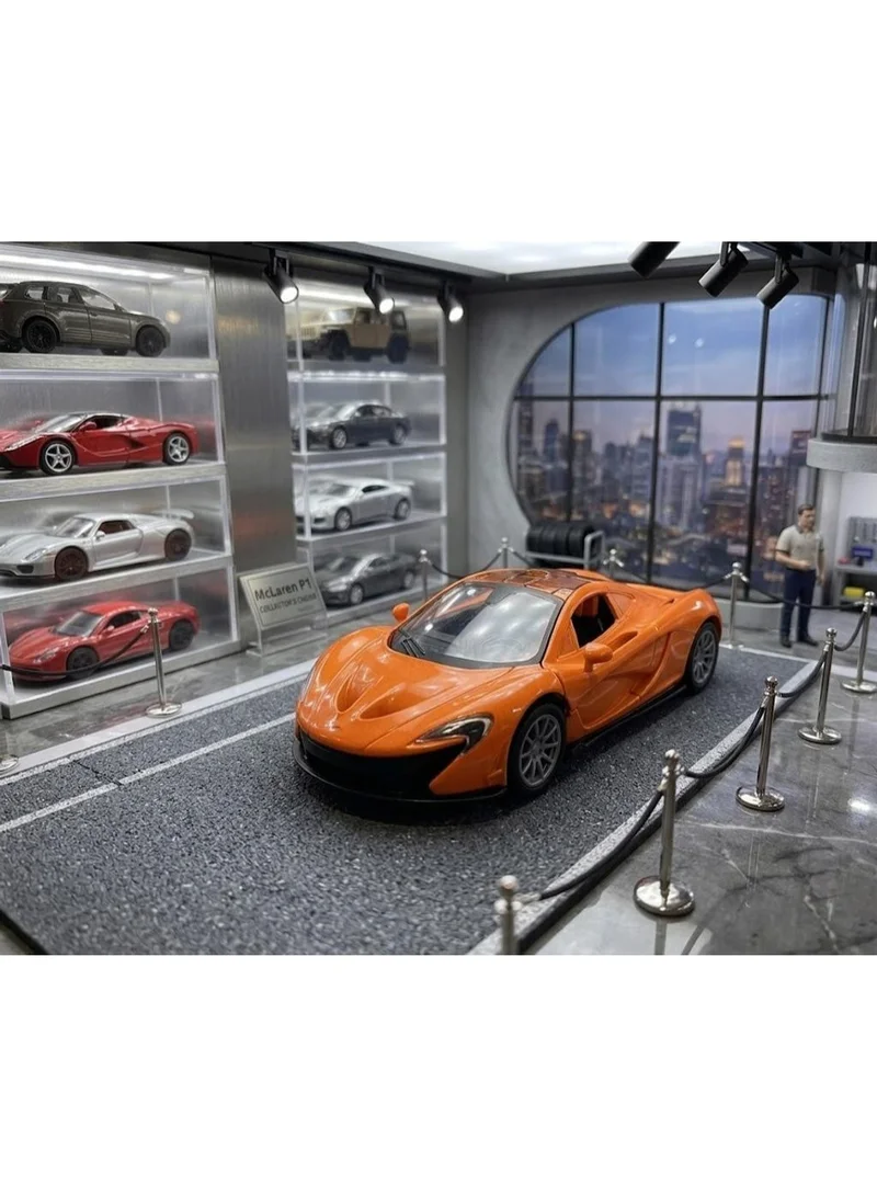 تولي سيارة جراند تورر (GT) فاخرة مقياسية معدنية مصبوبة بالقوالب (Die-cast) تعمل بنظام السحب للخلف، مزودة بالموسيقى والأضواء وأبواب يدوية الفتح، باللون البرتقالي، بحجم عبوة 15.8 × 6 × 6.8 سم.