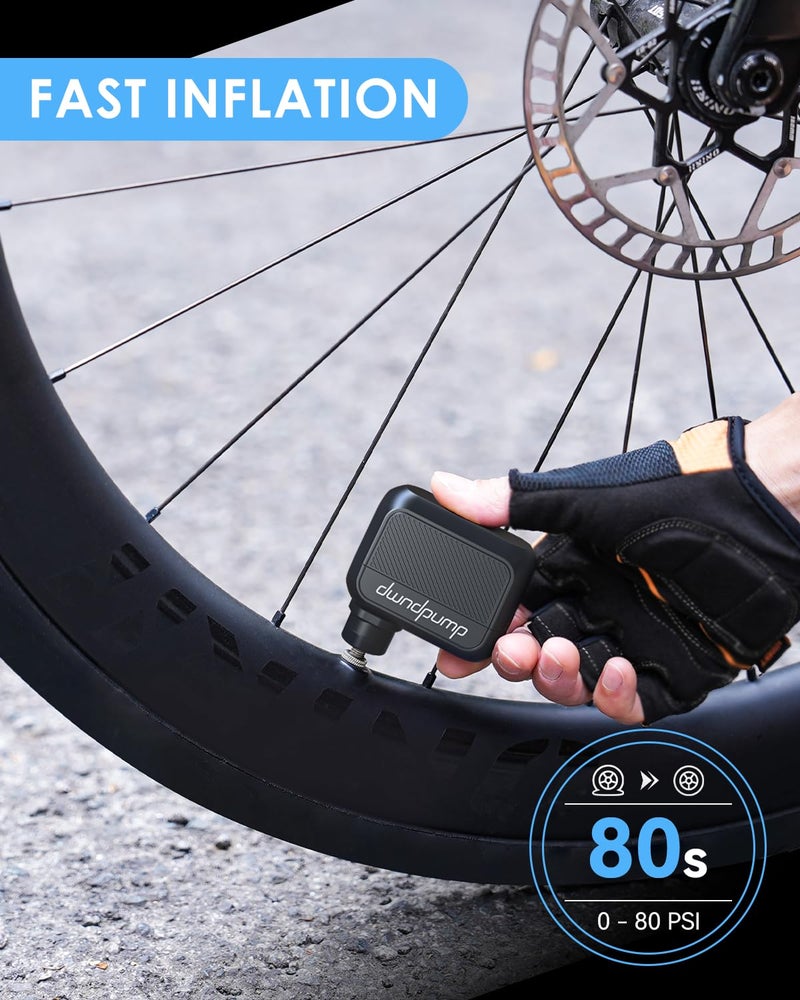 dwndpump Mini Electric Bike Pump, Tiny Bicycle Pump Max 100 PSI, Portable Tire Inflator Bike Air Pump with Presta and Schrader Valve, for Road Bikes(No Pressure Gauge) - Image 2
