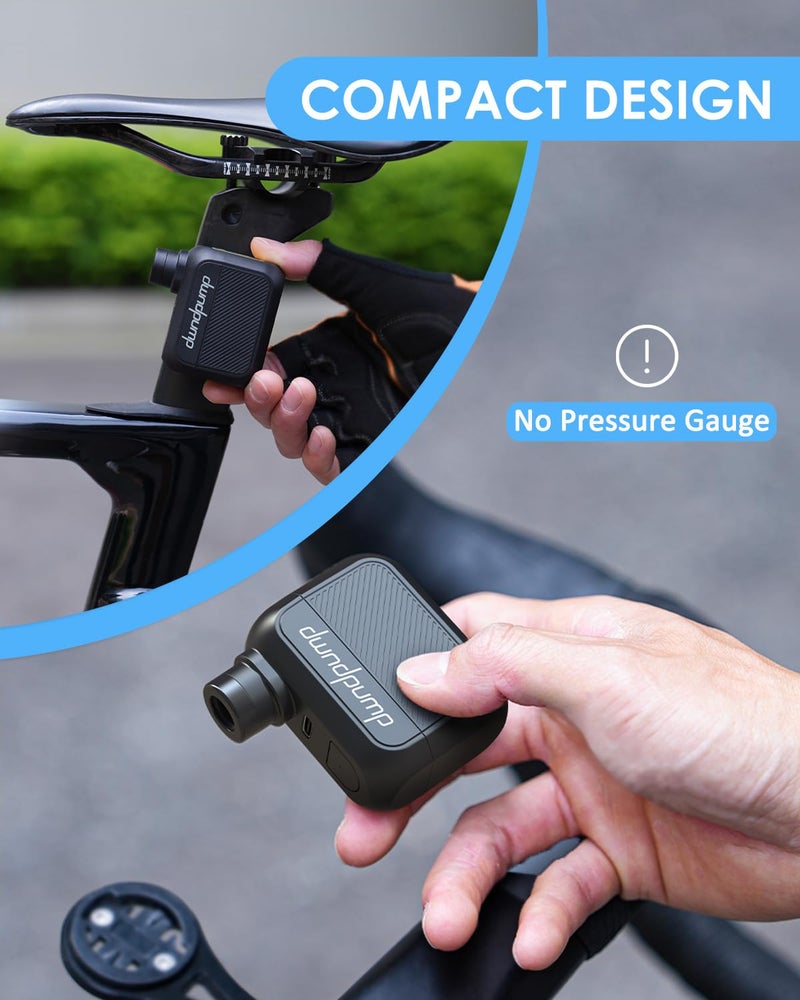 dwndpump Mini Electric Bike Pump, Tiny Bicycle Pump Max 100 PSI, Portable Tire Inflator Bike Air Pump with Presta and Schrader Valve, for Road Bikes(No Pressure Gauge) - Image 3