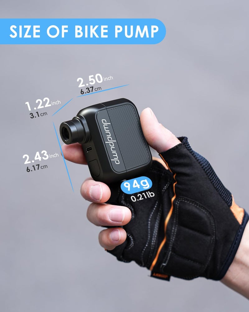dwndpump Mini Electric Bike Pump, Tiny Bicycle Pump Max 100 PSI, Portable Tire Inflator Bike Air Pump with Presta and Schrader Valve, for Road Bikes(No Pressure Gauge) - Image 4