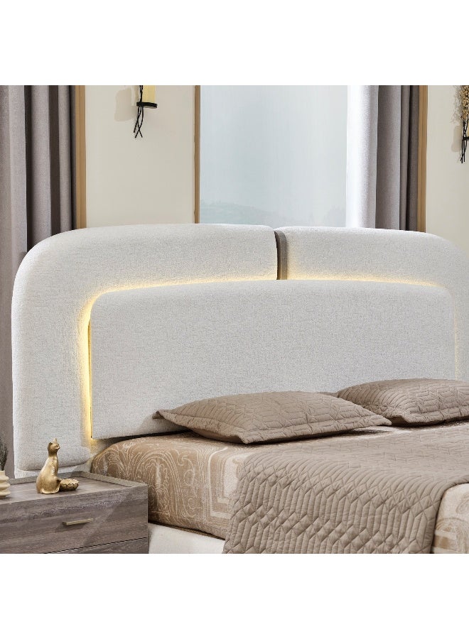 Home Box طقم غرفة نوم ملكي مع تخزين هيدروليكي ذكي LED - بيج - Image 4