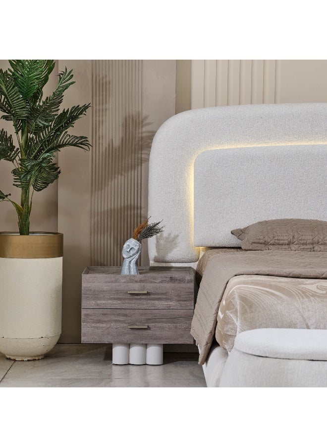 Home Box طقم غرفة نوم ملكي مع تخزين هيدروليكي ذكي LED - بيج - Image 3