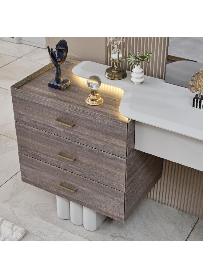 Home Box طقم غرفة نوم ملكي مع تخزين هيدروليكي ذكي LED - بيج - Image 5