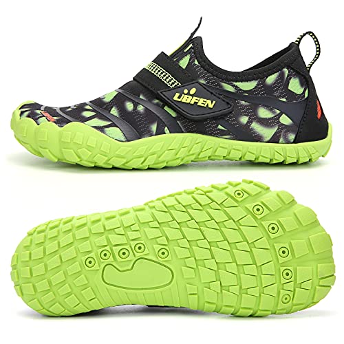 UBFEN Water Shoes for Kids Boys Girls Aqua Socks Barefoot Beach Sports Swim Pool Quick Dry Lightweight Toddler Little Big Kid A Green 11 Little Kid - Image 1