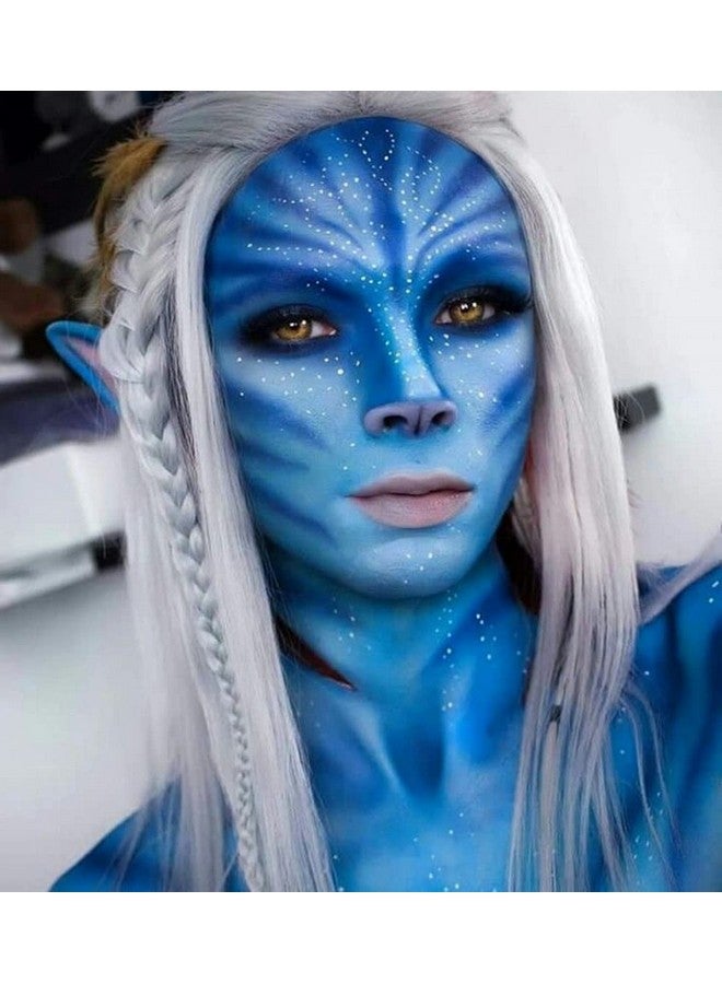 Mysense قلم رسم الوجه الأسود بعين زرقاء، قلم طلاء الوجه والجسم باللون الأزرق الملكي، طلاء وجه كريمي غير سام لرياضة البيسبول والكرة اللينة وكرة القدم واللاكروس، طلاء وجه غير سام لملابس الهالوين وحفلات الكوسبلاي ومكياج المؤثرات الخاصة - Image 4