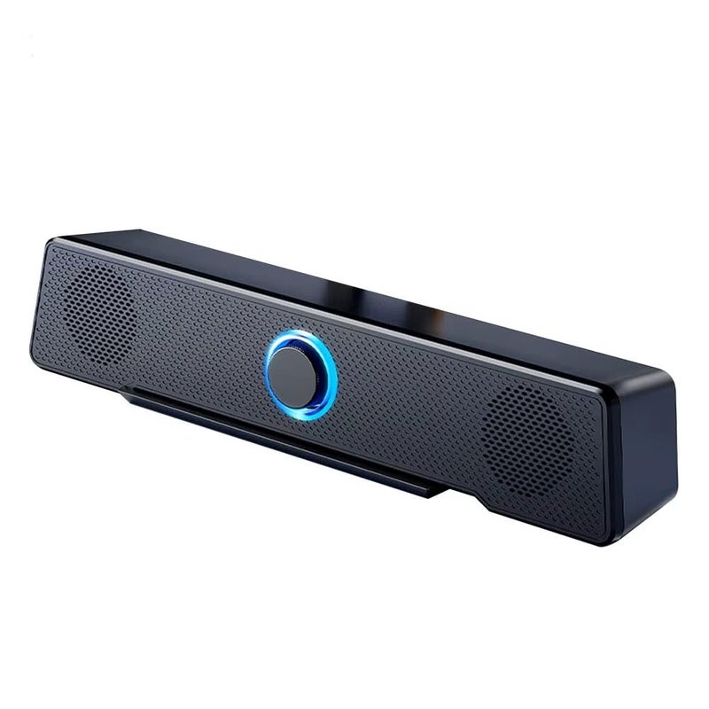 Computer Speaker soundbar - (6W) 3W * 2.0 channels - 3.5mm Jack + USB Powered For Laptop, Desktop (S7-Black) - Image 1