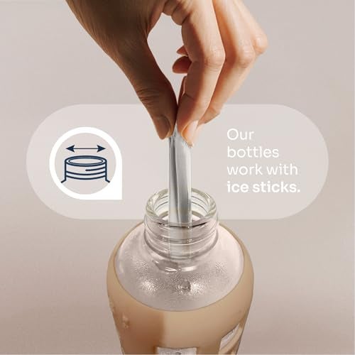 purifyou 40oz / 32oz / 22oz / 12oz Borosilicate Glass Water Bottle with Time & Volume Markers, Silicone Sleeve, Stainless Steel Lid | Reusable Glass Bottle for Water & Juice (32oz Iced Coffee) - Image 5