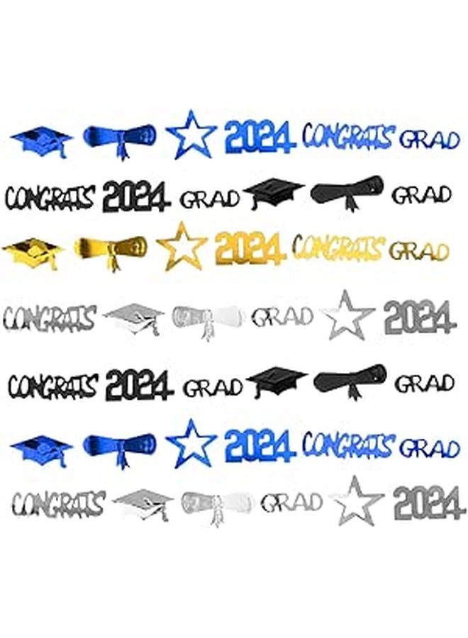 Blue Graduation Confetti 2024 Year Scatter Decoration 30g 2 Bags for Party Table Decor - Image 1
