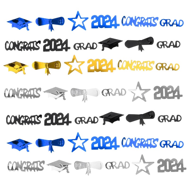 Blue Graduation Confetti 2024 Year Scatter Decoration 30g 2 Bags for Party Table Decor - Image 2