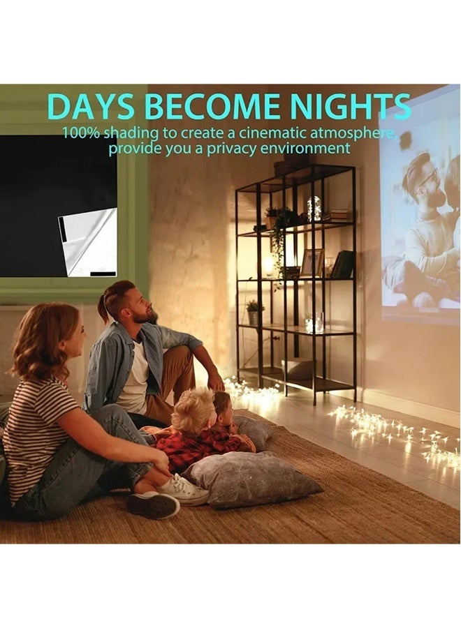 Portable Blackout Curtains With Self Adhesive Tape For Bedroom Living Room Bathroom And Attic Blackout Curtains Width 145 cm Length 200 cm