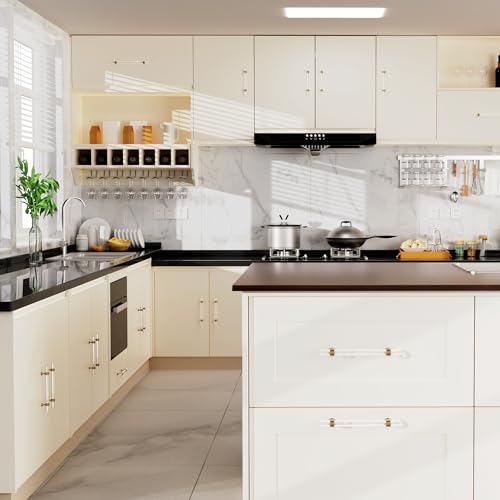 CEYMIO 76mm 3 Cabinet Handles Kitchen Cabinets Drawer 6 Pack Champagne Bronze Crystal Pulls Solid Base Closet Cupboard Dresser Drawers Hardware Handles Bathroom Bedroom Pull Single Hole Glass Clear Knob - Image 3