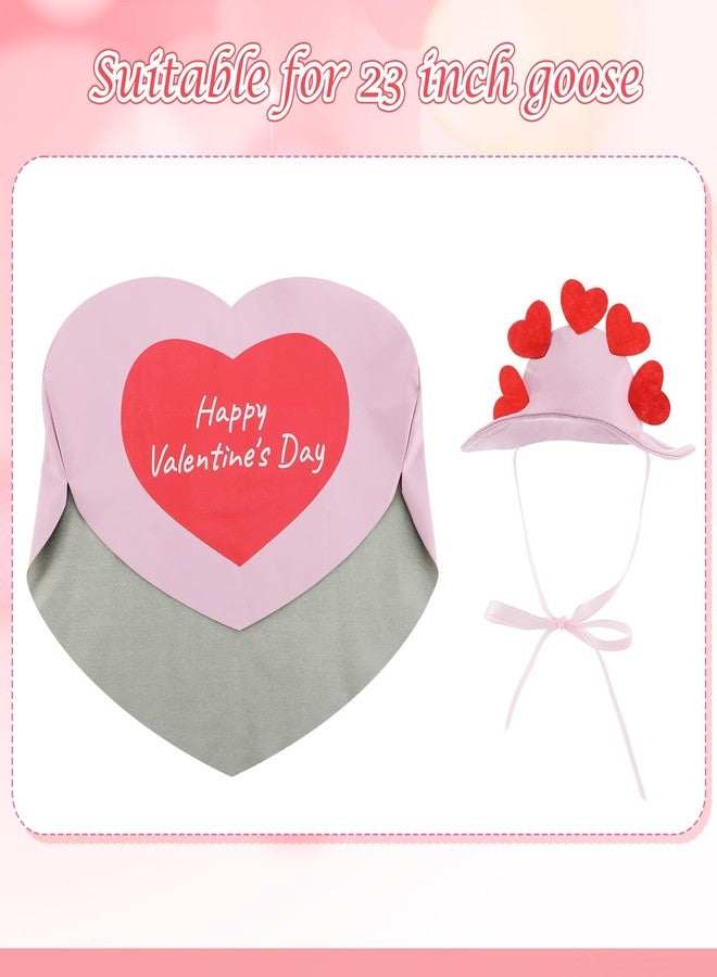 Arrowbash Valentine Goose Outfit Pink Heart Goose Clothes Porch Goose Outfits Concrete Goose Outfits for 23" Cement Goose, Goose Costume for Outdoor Statue Patio Yard Lawn Art Decoration - Image 2