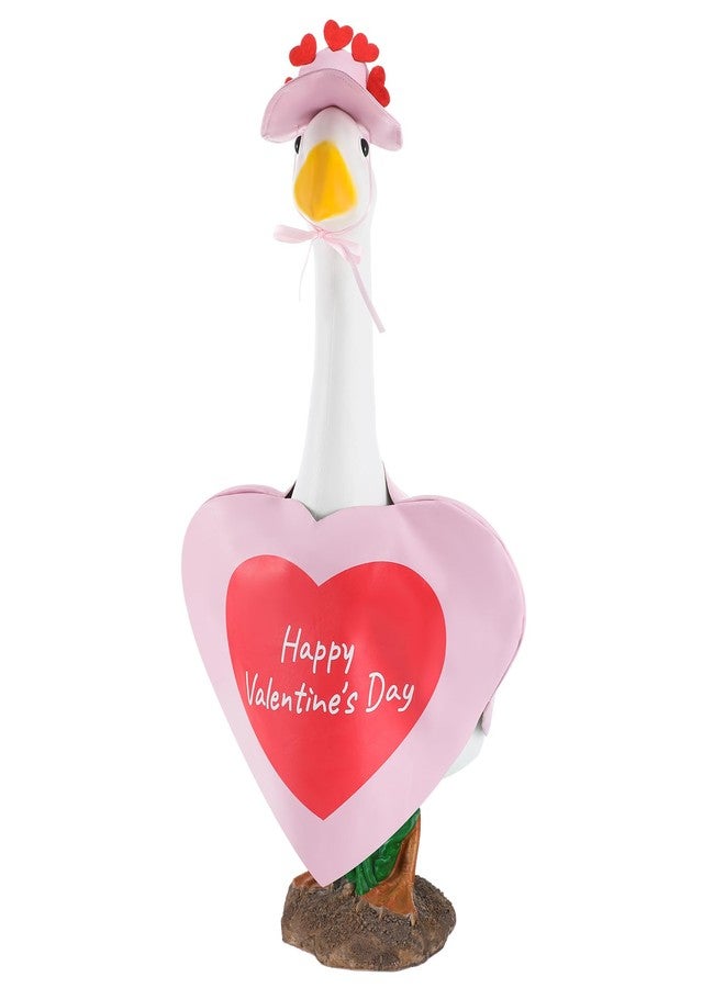 Arrowbash Valentine Goose Outfit Pink Heart Goose Clothes Porch Goose Outfits Concrete Goose Outfits for 23" Cement Goose, Goose Costume for Outdoor Statue Patio Yard Lawn Art Decoration - Image 1