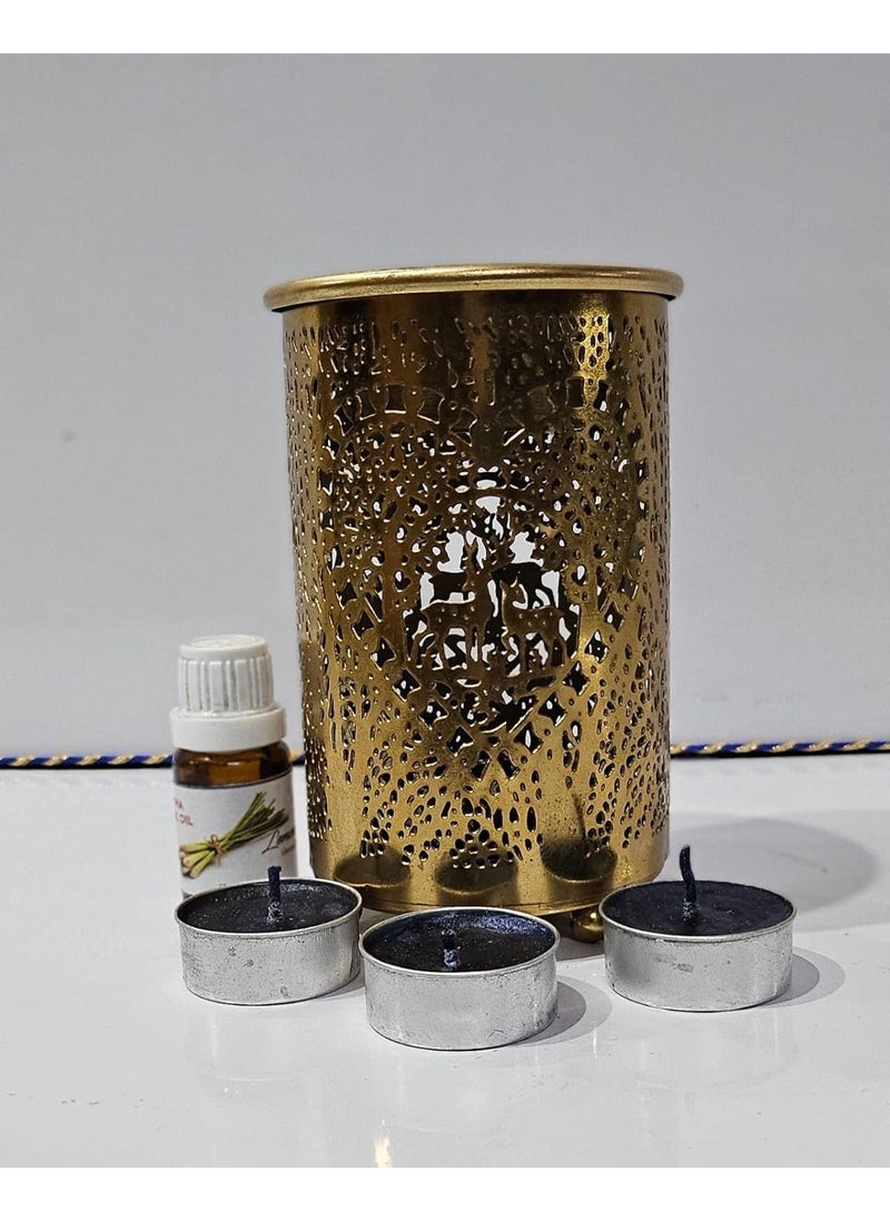R.R.V. INTERNATIONAL RRV INTERNATIONAL Aroma Oil Burner Tea Light Oil Warmer for Home Decor Fragrance with Tea Light Candle and Aroma Oils Made by Galvanized Metal  - Image 3