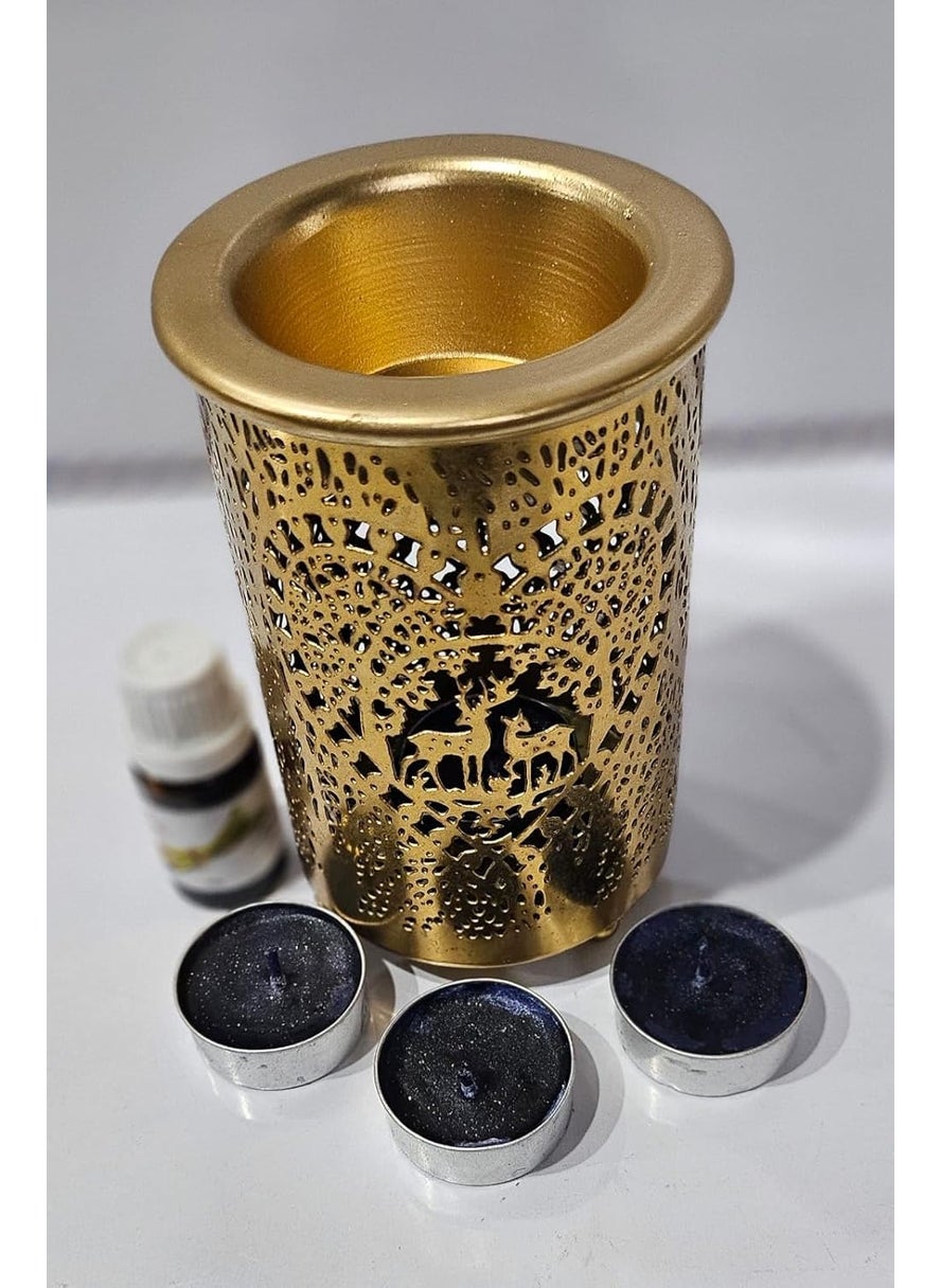 R.R.V. INTERNATIONAL RRV INTERNATIONAL Aroma Oil Burner Tea Light Oil Warmer for Home Decor Fragrance with Tea Light Candle and Aroma Oils Made by Galvanized Metal  - Image 4