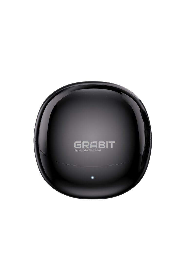 GRABIT  GTunes Mini Wireless Earbuds with Charging Case – True Stereo Sound, Bluetooth 5.3, Touch Control, IPX5 Waterproof, Long-Lasting Battery (Black) - Image 1