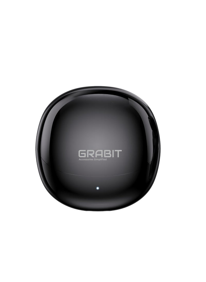 GRABIT GTunes Mini Wireless Earbuds with Charging Case – True Stereo Sound, Bluetooth 5.3, Touch Control, IPX5 Waterproof, Long-Lasting Battery (Black) - Image 2