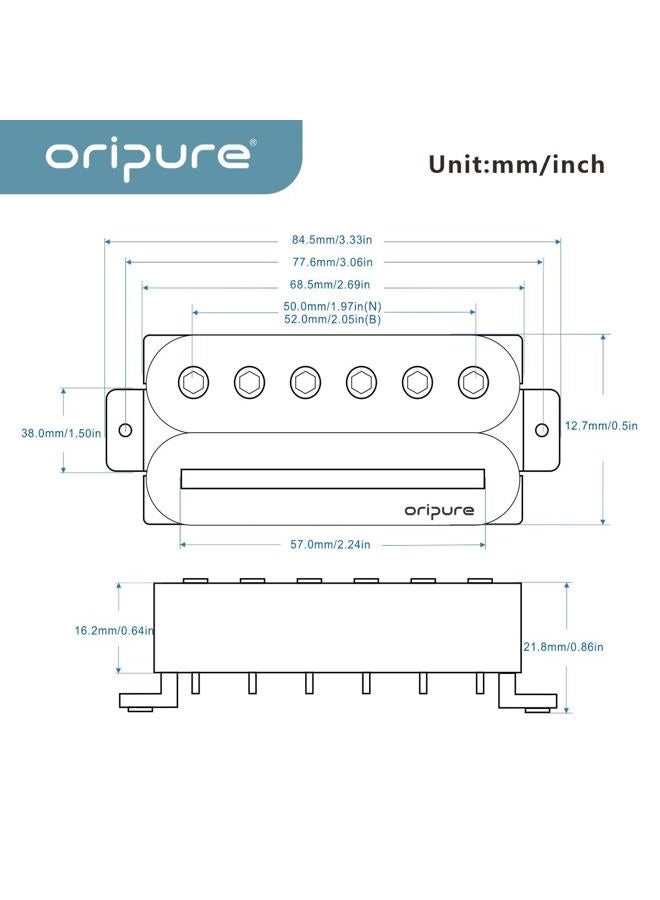 Oripure Guitar Humbucker Pickup Neck+Bridge Pickups Set Hot Rail & Screw Poles - Image 2
