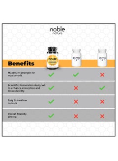 noble nature Daily Psyllium Husk Powder Supplement, Fiber for Digestive & Gut Health, Plant Based Fiber, Colon Cleanser, 180 Capsules  - Image 3