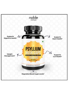 noble nature Daily Psyllium Husk Powder Supplement, Fiber for Digestive & Gut Health, Plant Based Fiber, Colon Cleanser, 180 Capsules  - Image 4