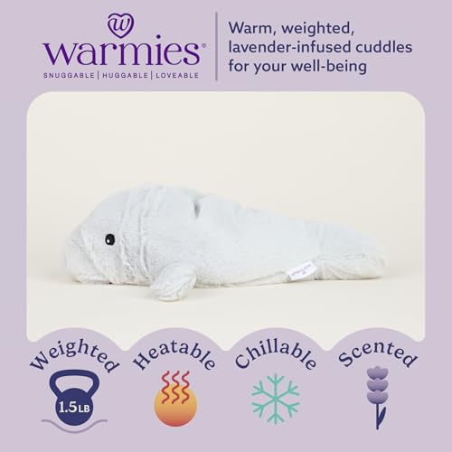 warmies Microwavable & Weighted Stuffed Animals, Manatee - Heated Stuffed Animal Plushie for Warmth & Comfort - Cute Soft Plush Toys for Adults & Children (Boys, Girls, Babies & Toddlers) - Image 2
