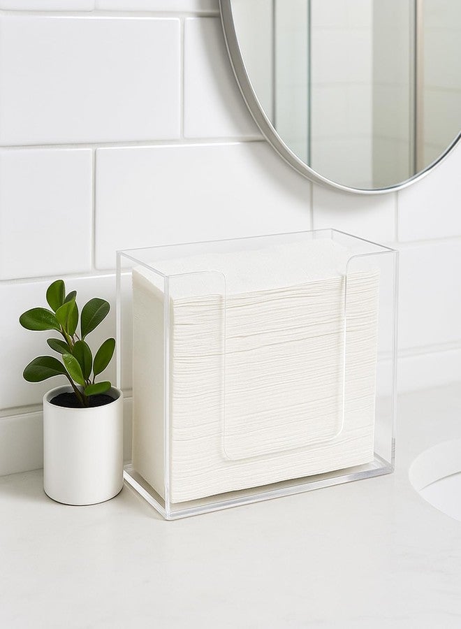 Hilislog Bathroom Paper Towel Holder Countertop Clear Acrylic Napkin Holders Multifold Paper Towel Dispenser Counter Trifold C-Fold Z-Fold Disposable Hand Towels Dispenser for Kitchen Bathroom Toilet - Image 5