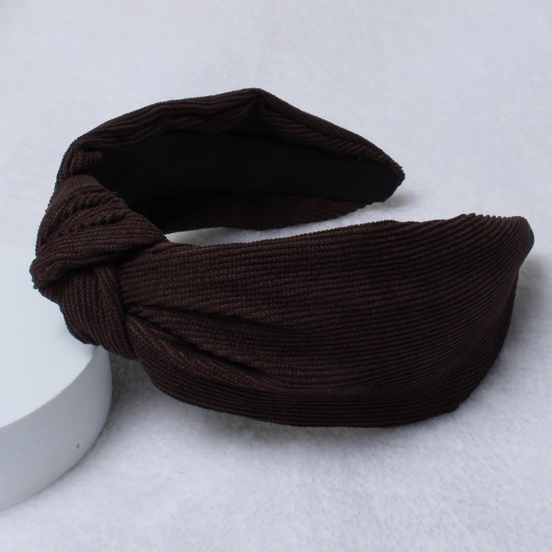 Cuizhiyu 2PK Corduroy Knotted Headbands for Women Cute Olive Wide Top Knot Headband Fashion Brown Headband Hairhoop Hair Accessories (Color B) - Image 3