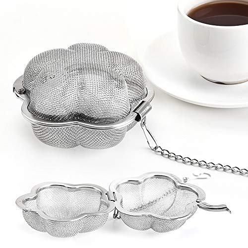 Mayata 2pcs Stainless steel fine mesh seasoning ball kitchen soup spice stew filter kitchen tool metal tea bag tea ball (2pcs Flower Shape),Silver,6cm - Image 2