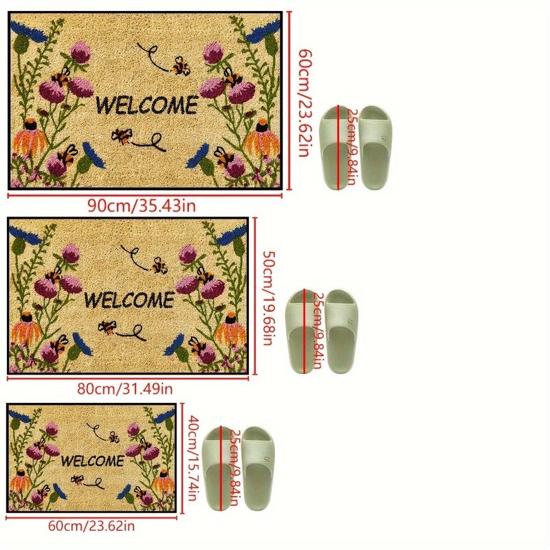 سجادة باب مزينة بأزهار ونحل الربيع 50×80 سم غير قابلة للانزلاق وقابلة للغسل، ديكور المنزل - Image 4