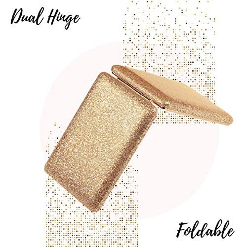 Scarlet Line Small Double Sided Foldable Purse Mirror for Women Rectangle Magnifying Hand Mirror for Makeup Handy Compact Travel Mirror, Rose Gold - Image 5