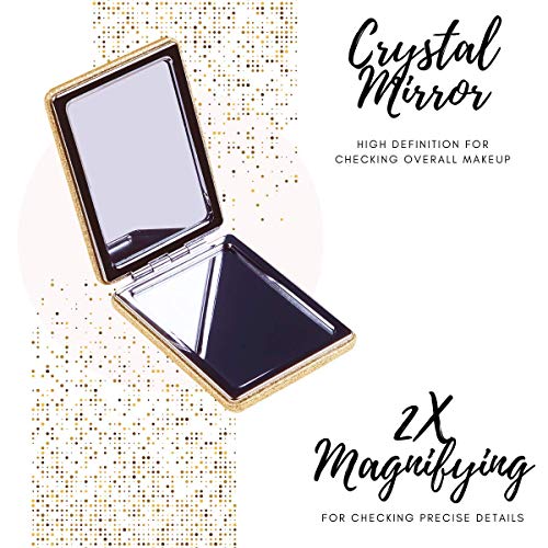 Scarlet Line Small Double Sided Foldable Purse Mirror for Women Rectangle Magnifying Hand Mirror for Makeup Handy Compact Travel Mirror, Rose Gold - Image 2