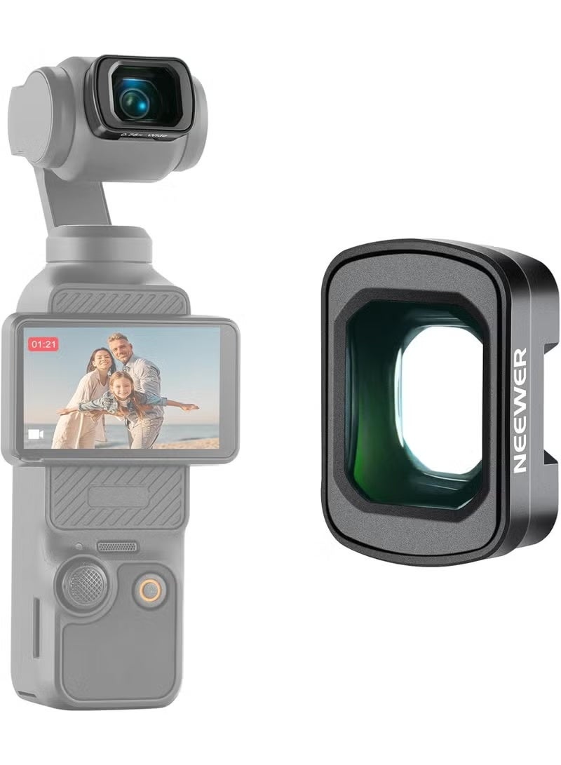 نيوير عدسة NEEWER بزاوية واسعة 0.75X متوافقة مع ملحقات DJI OSMO Pocket 3 Creator Combo، مجال رؤية موسع 108 درجة، عدسة كاميرا أكشن كروية مطلية مغناطيسيًا، LS-45 - Image 1