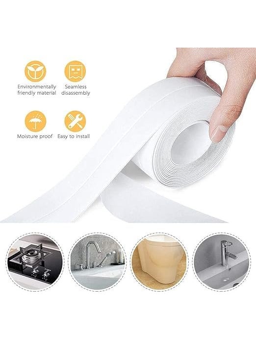 Bitrexup Bitrexup Oil Proof Caulk Tape Strip PVC Self Adhesive Caulking Sealing Tape for Kitchen Sink Platform Toilet Bathroom Shower and Bathtub 32m38cm white 1pcs  - Image 5