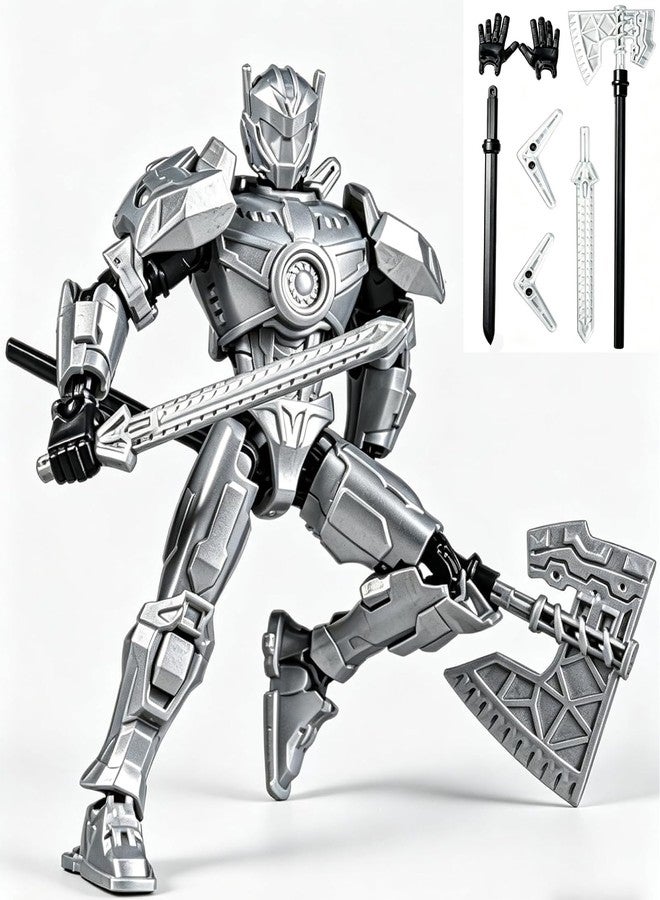 INOCEAN Action Figure Robot Toy, Dummy 13 Action Figure with Articulated Joints, Silver Wanderer Mech for Desktop Decor, Painting Models, Photography Accessories, Collectible Gift - Image 1