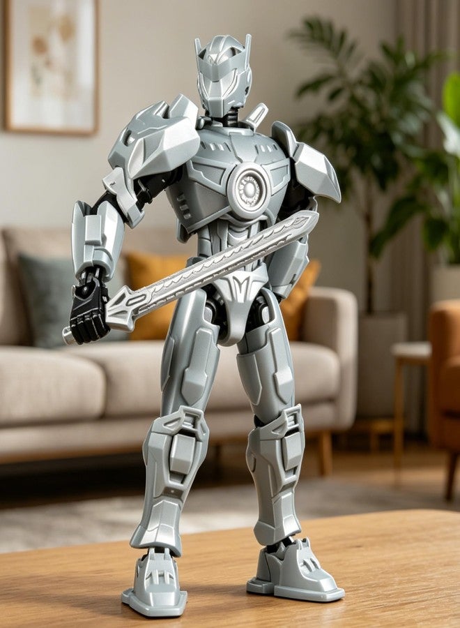 INOCEAN Action Figure Robot Toy, Dummy 13 Action Figure with Articulated Joints, Silver Wanderer Mech for Desktop Decor, Painting Models, Photography Accessories, Collectible Gift - Image 4