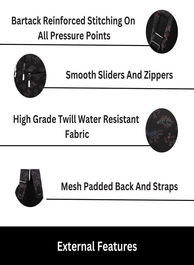 HYDER Kids 20L Zippy Dinosaur Backpack Best Stylish Waterproof Lightweight Casual/Picnic/Tuition/School Bag for Children Boys And Girls (Black) - Image 5
