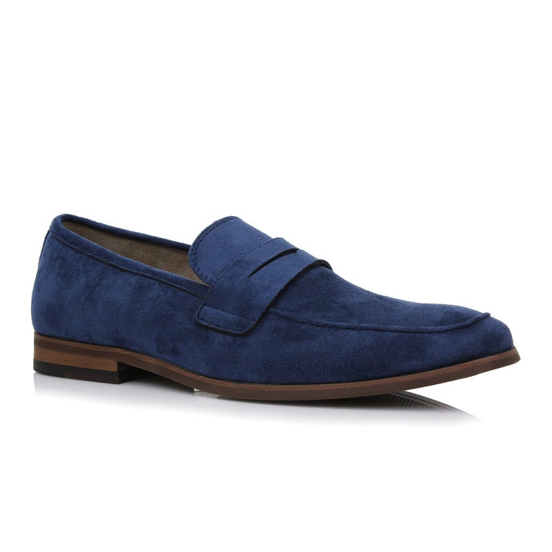 Ferro Aldo Dylan MFA19671 Classic MocToe Penny Loafers for Men Royal Blue Suede 95