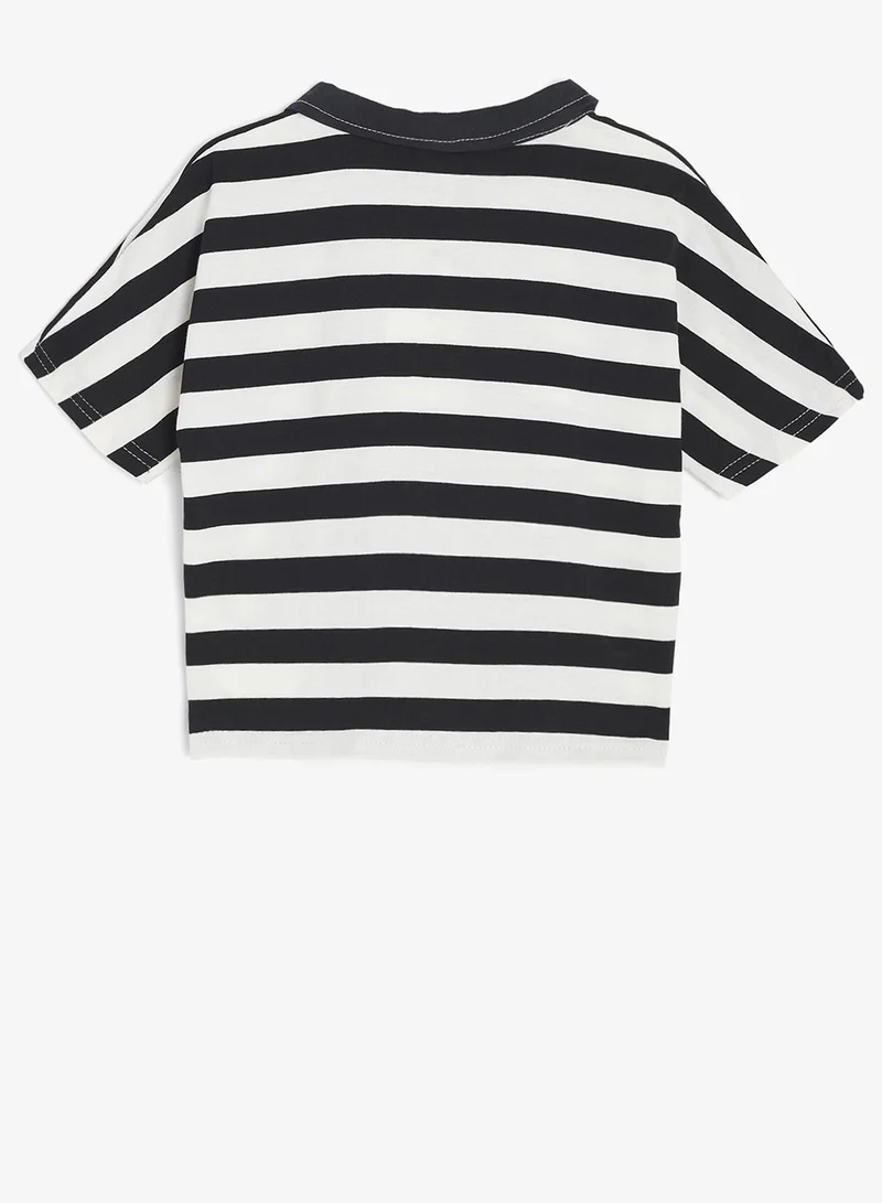 Pinata  Cotton Stripe Denim Pocket Detail Polo Tshirt and Denim Shorts Set for Men | Best Price UAE