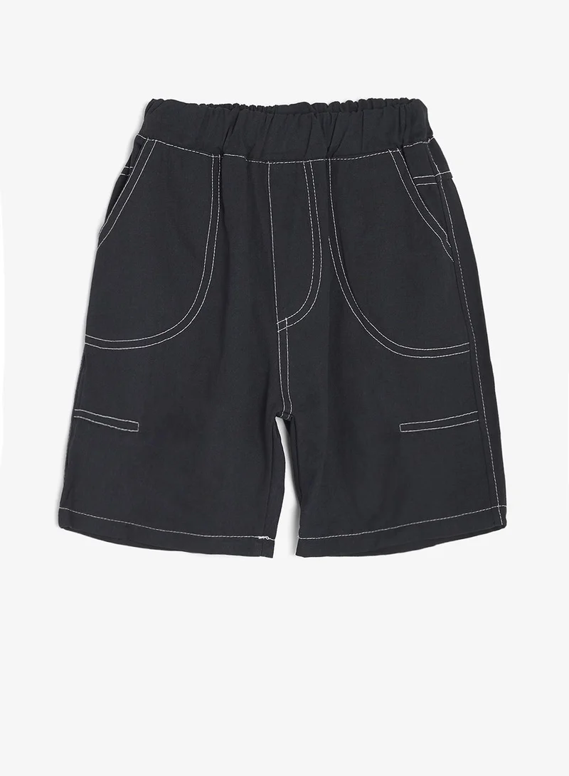 Pinata  Cotton Stripe Denim Pocket Detail Polo Tshirt and Denim Shorts Set for Men | Best Price UAE