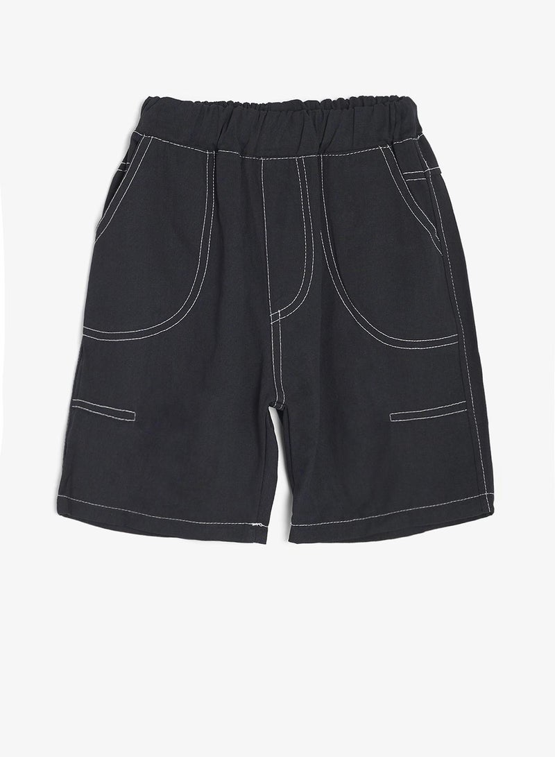 Pinata Cotton Stripe Denim Pocket Detail Polo Tshirt and Denim Shorts Set - Image 5